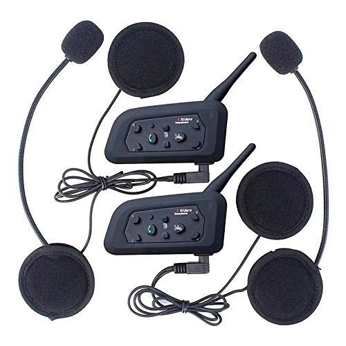 Intercomunicador Bluetooth Moto V6 Plus 1200m - Kit 2 Pares para Capacete com GPS e MP3