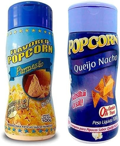 Temperos P/ Pipoca Popcorn Cx 12 Frascos. 6 Parmesão - 6 Queijo Nacho