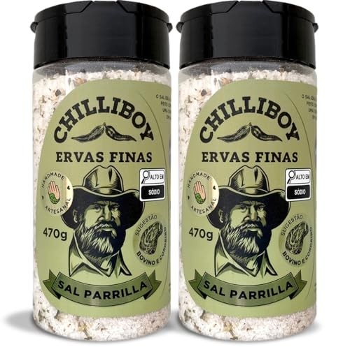 Sal de Parrilla Uruguaio ChilliBoy, Feito com Ingredientes Selecionados, Ideal para Carnes Assadas e Grelhadas, Com Ervas Finas, pacote com 2 unidades