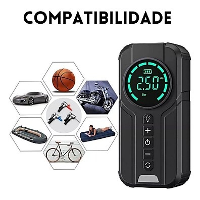 Bomba de Ar Portátil: Calibre + Partida!
