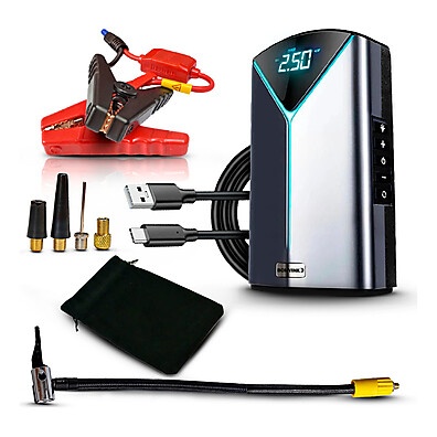 Partida e Ar: Compressor Portátil 4 em 1
