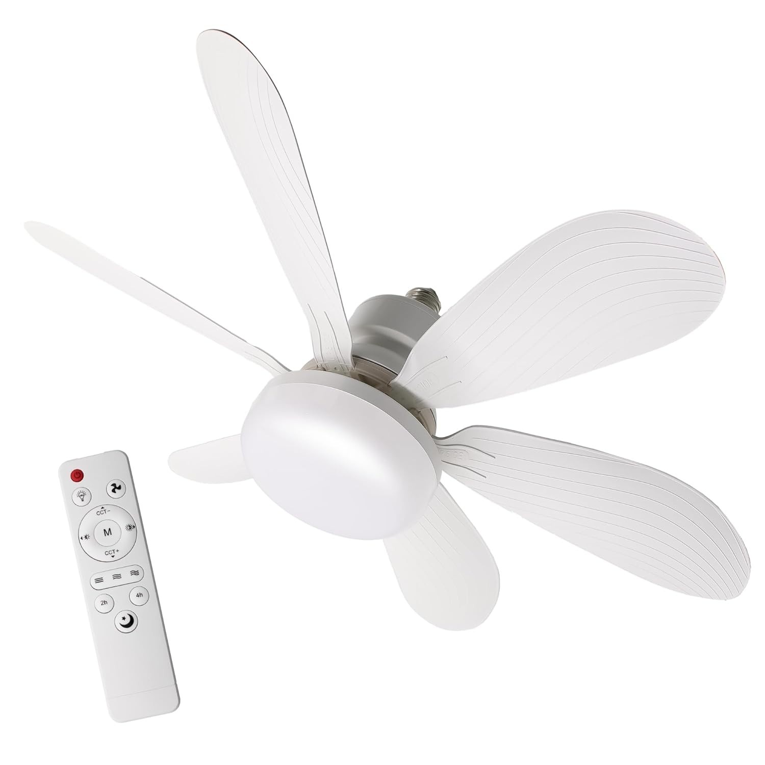Ventilador de Teto com Lâmpada LED 6 Pás Bivolt E27 VT02 - Iluminação e Refrescância em Um Único Produto
