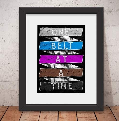 Quadro Jiu Jitsu Luta Faixas + Vidro & Paspatur 46x56 Jj01 - Decoração de Alta Qualidade para Fãs de Artes Marciais