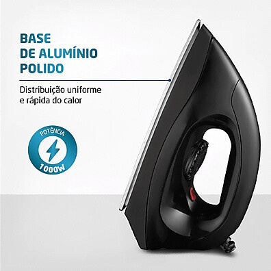 Ferro a Seco 1000W com LED: Potência e Precisão na Hora de Passar