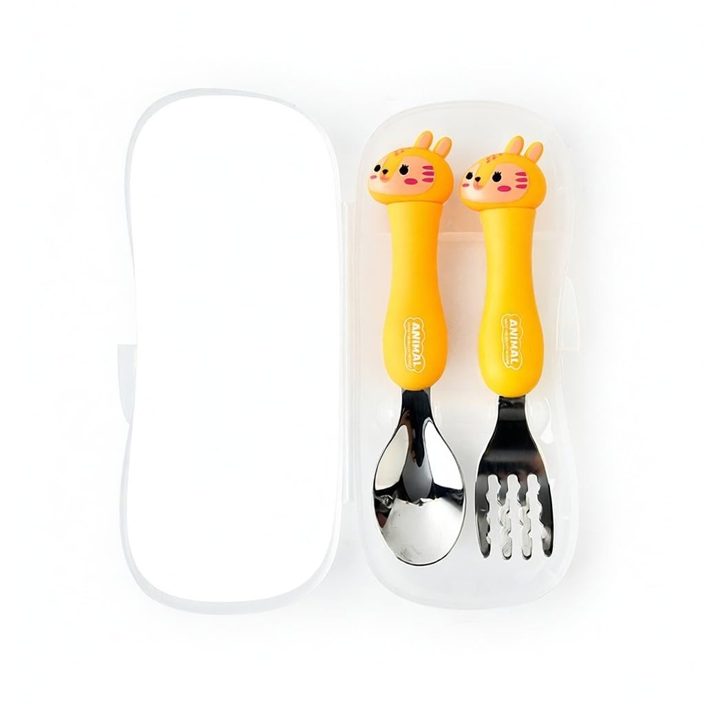 Conjunto de Talheres Infantil Portátil com Estojo - Ideal para Viagens e Passeios