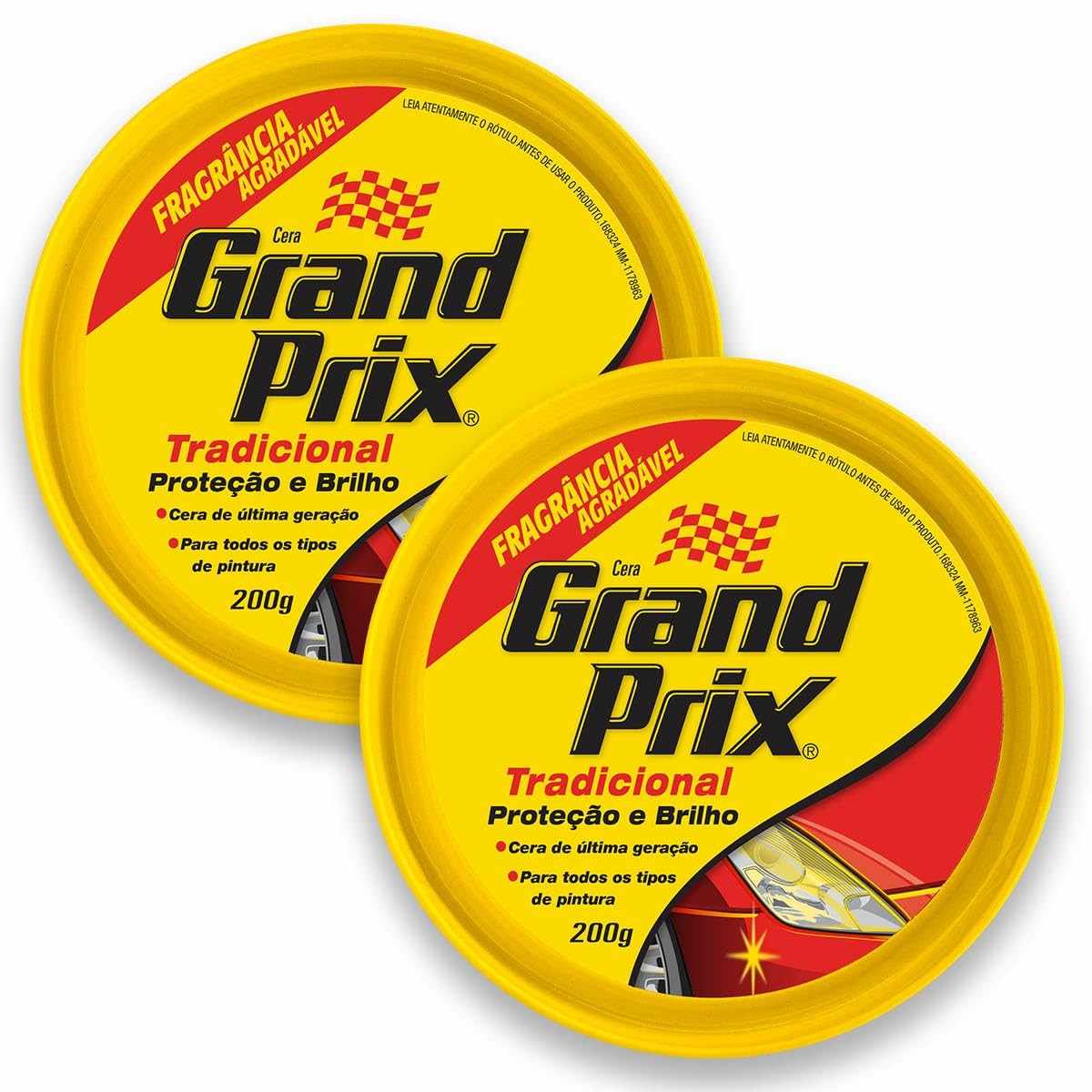 Grand Prix Cera em Pasta Tradicional 200g (2 Unidades): Brilho Intenso e Proteção UV para seu Carro