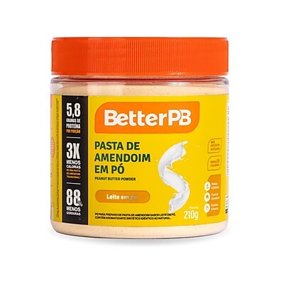 Pasta de Amendoim em Pó Sabor Leite em Pó – 210g BetterPB