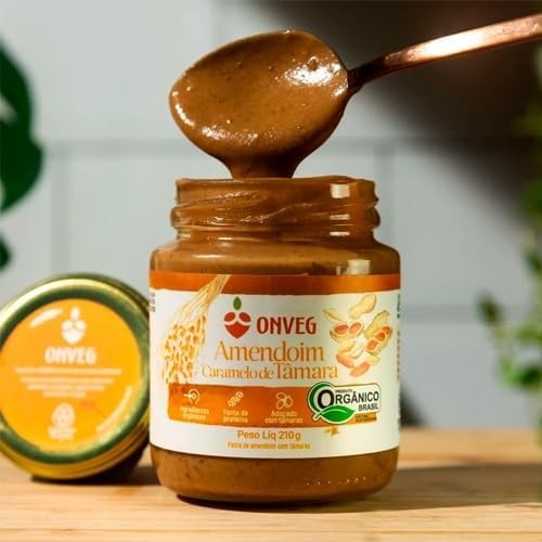 Kit 2 Pastas de Amendoim Orgânica Onveg: Pura, Tâmara