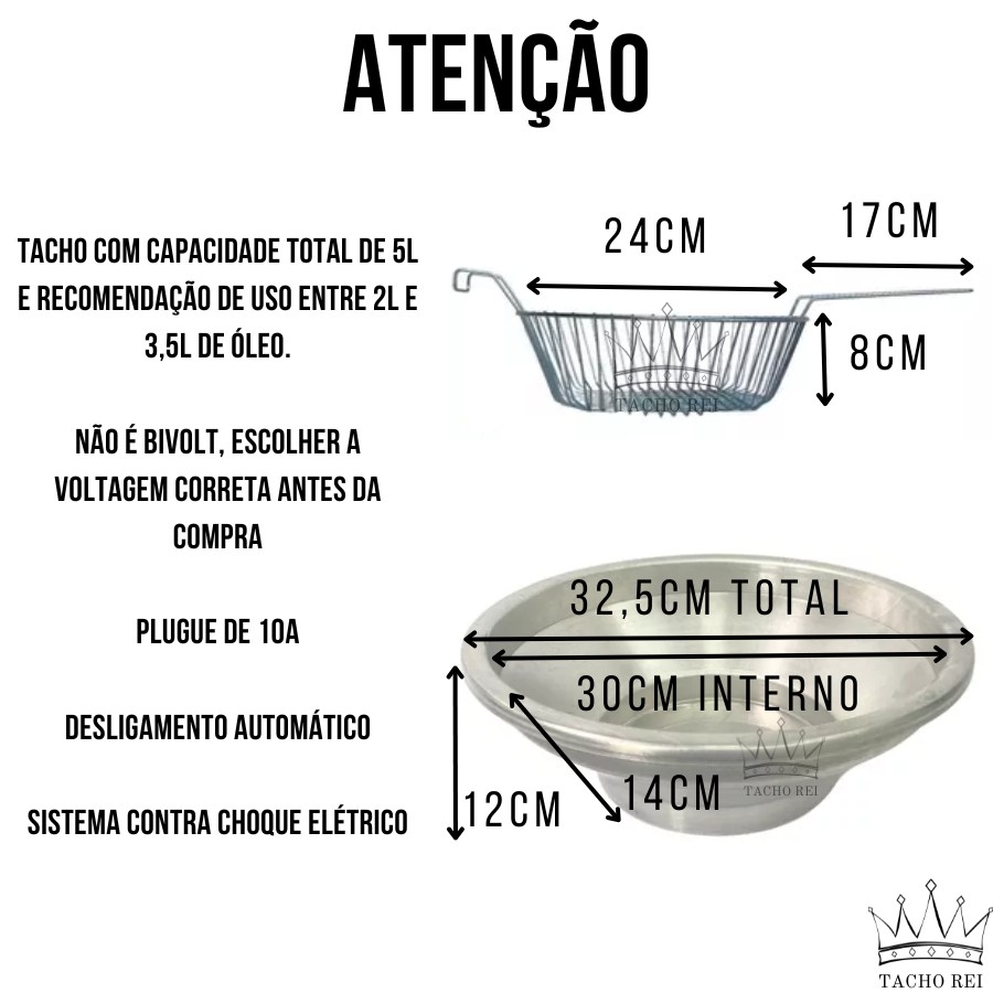 Fritadeira Elétrica Inox 5L Profissional para Salgados e Pastel