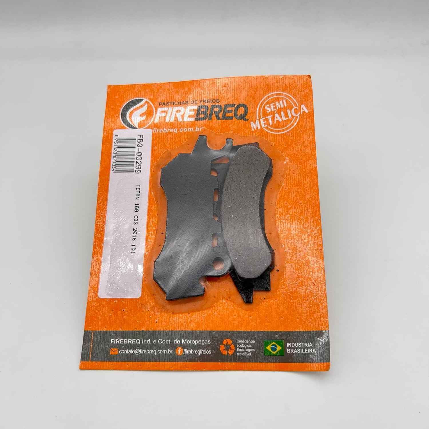 Pastilha de Freio Firebreq Semi-Metálica FBQ-00259 para Honda CG Titan 160 e Fan 160 CBS (2018-2024)