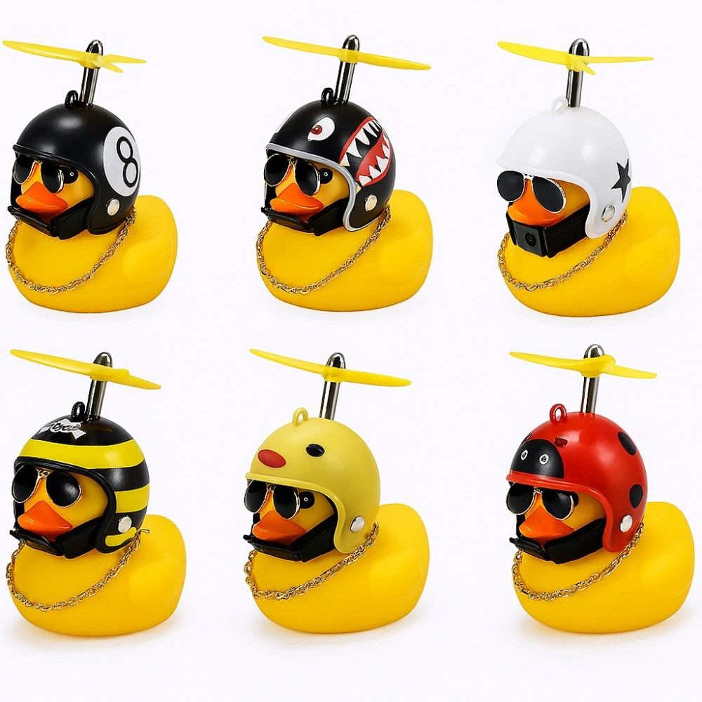 Patinho de Borracha com Hélice e Luz LED – Enfeite Irreverente para Moto e Bike