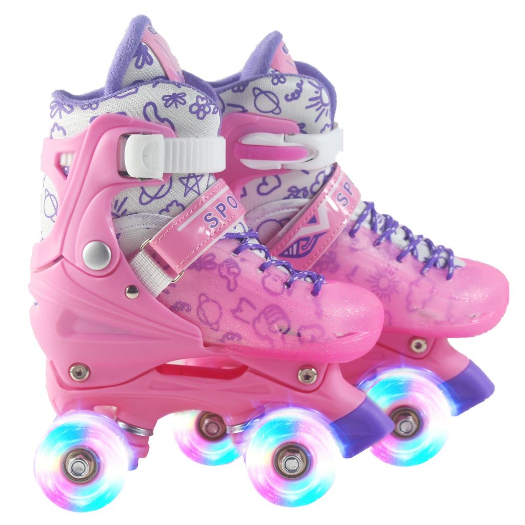 Patins Infantil 4 Rodas com LED e Tamanho Ajustável