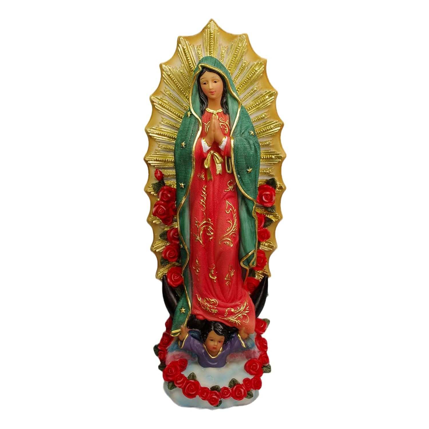 Estátua da Virgem Maria de Guadalupe 15 cm em Resina Multicor - Inspire Fé e Paz no Lar