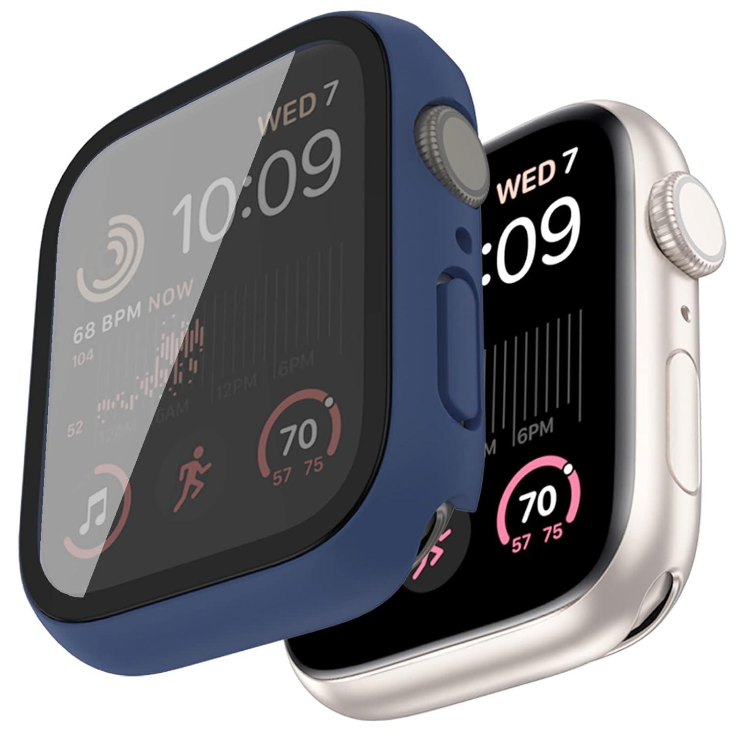 Capa Protetora Premium para Apple Watch Series 9/8/7 (41mm/45mm) - PC Fosco com Vidro Temperado Integrado
