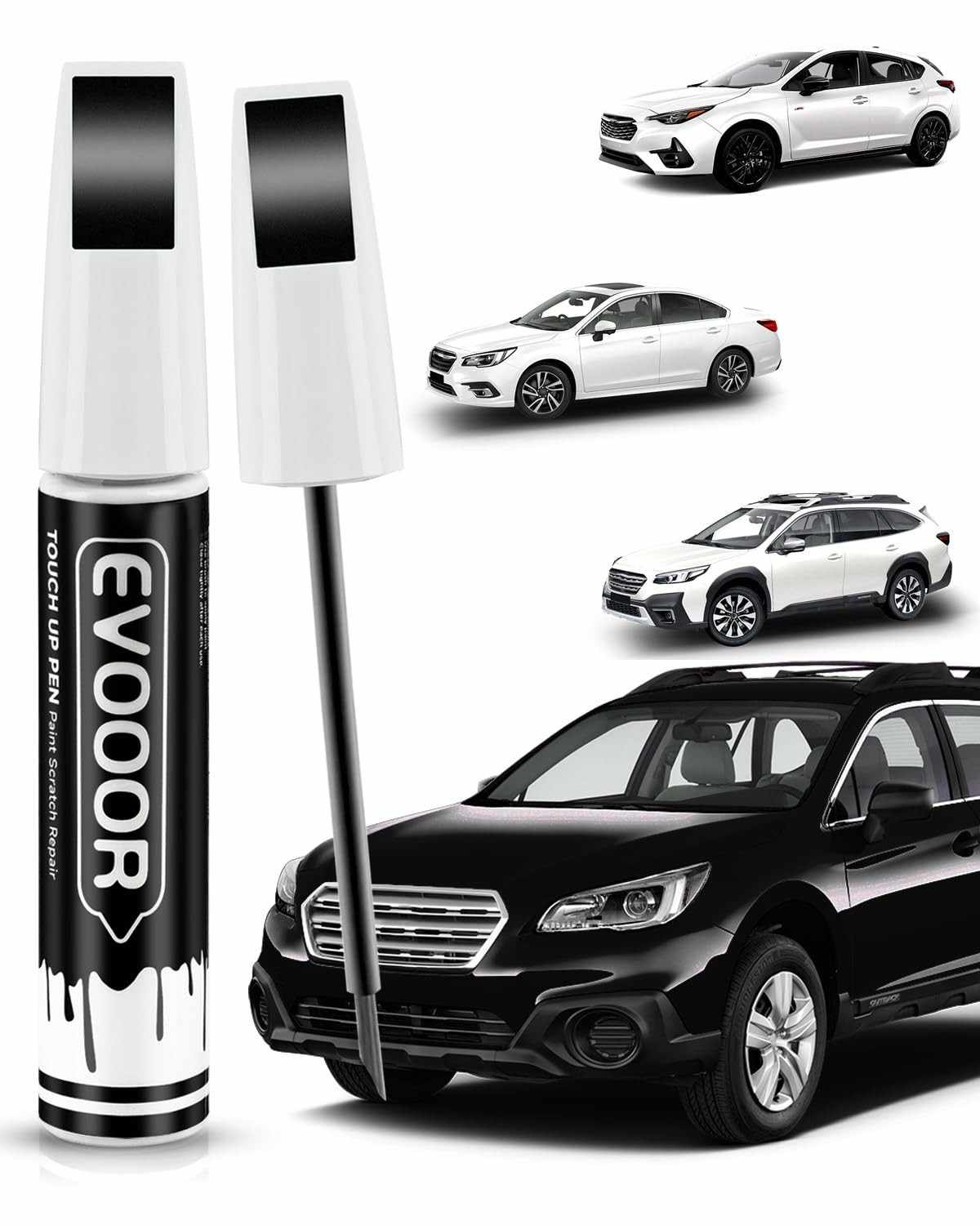 Tinta de Retoque D4S Crystal Black Pearl para Subaru - Caneta 2 em 1 com Microaplicadores