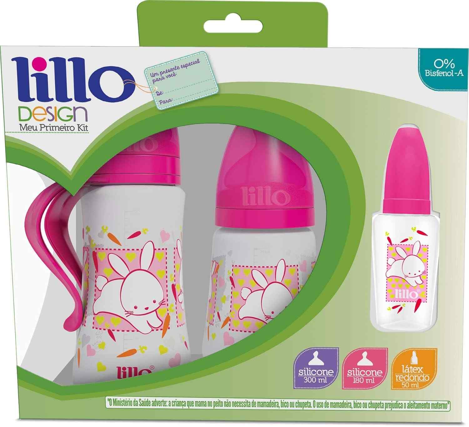 Lillo Kit Design Fashion Silicone Rosa - 3 Peças (50ml, 180ml, 300ml) | Livre de BPA