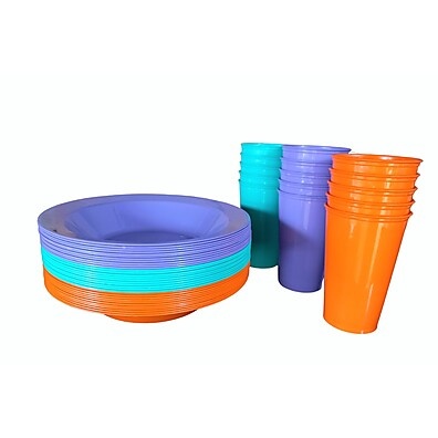 Pratos e Copos Plásticos Sortidos: Kit 40 Peças!