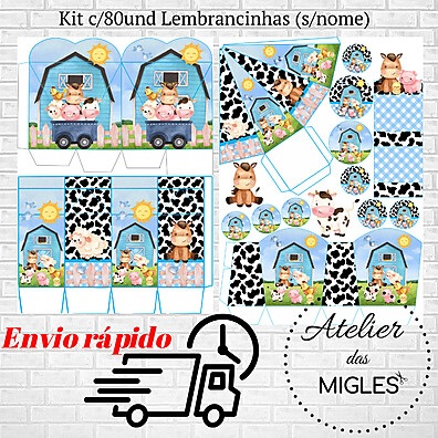 Lembrancinhas Fazendinha Aquarela: Kit 80 Peças!