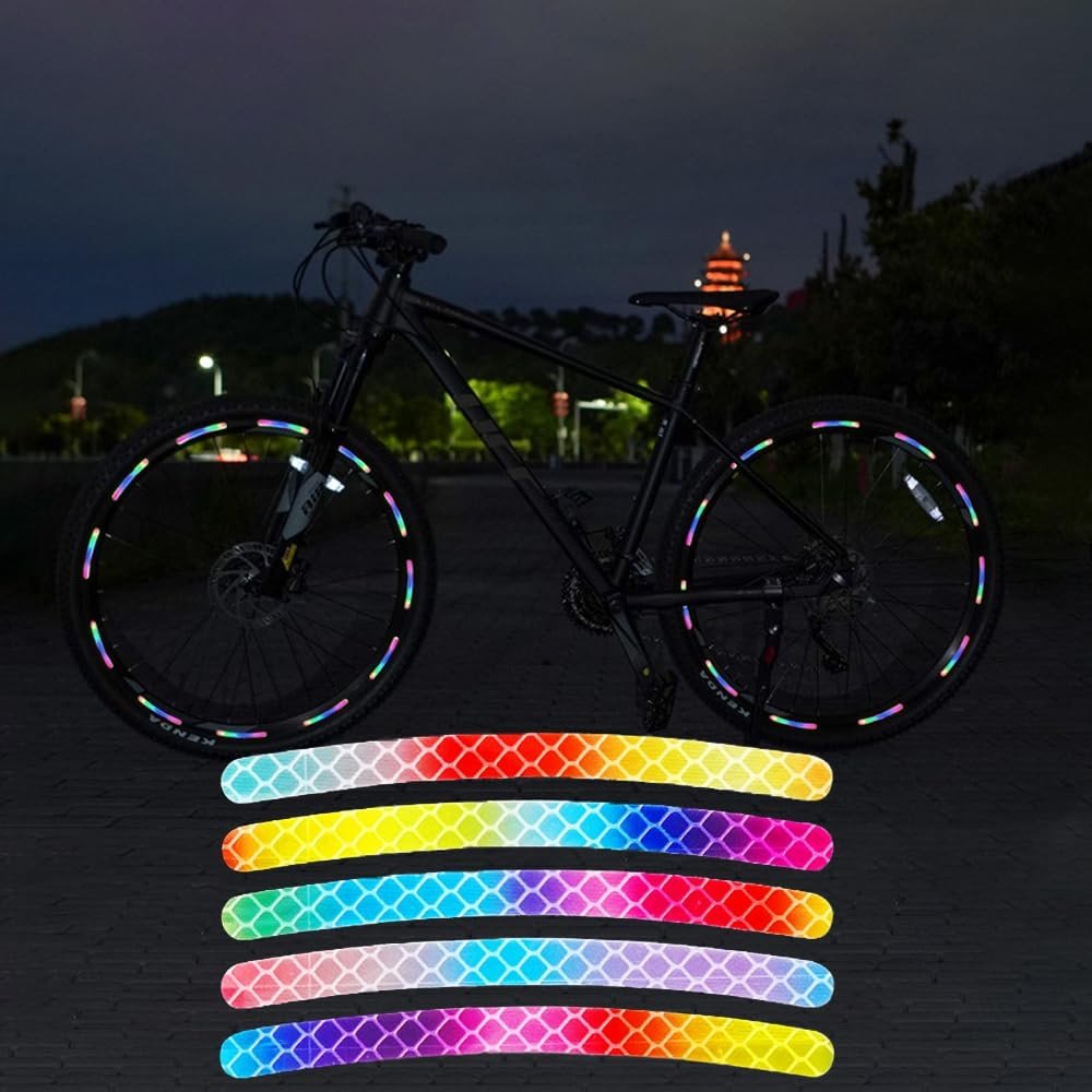 Adesivos Refletivos para Aro de Roda 7,6cm - 40 Peças Arco-Íris para Moto, Carro e Bike