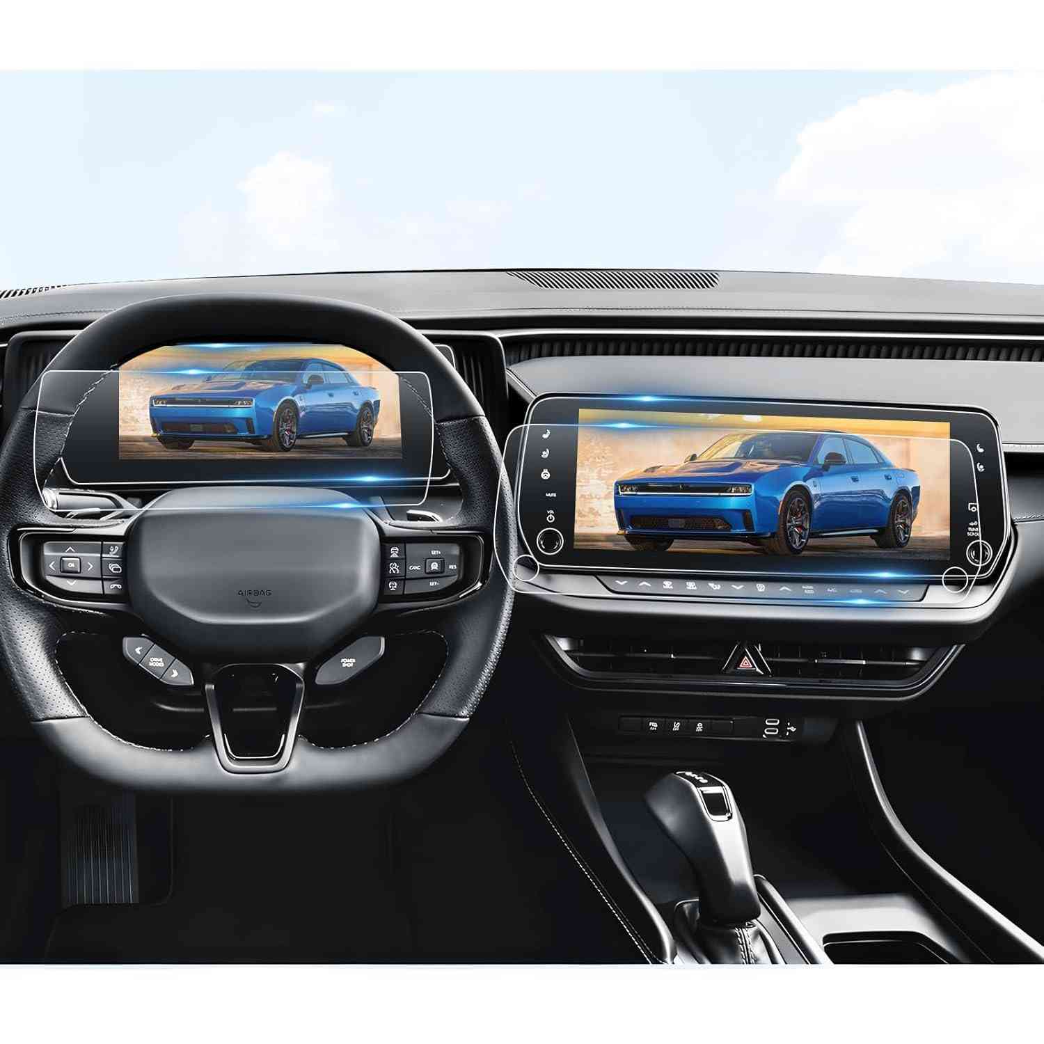 Protetor de Tela BIBIBO 4 Peças para Dodge Charger Daytona 2024-2026 | Tela Touchscreen 12.3" | Acessórios Essenciais