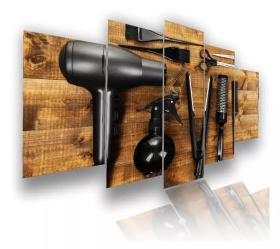 Kit Quadros Decorativos 5 Peças 95x60cm - Salão de Beleza | Design Moderno para Ambientes Profissionais