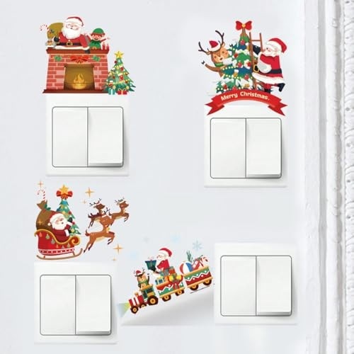 Adesivos de Interruptor de Natal - 4 Peças Decorativas para Casa e Escritório