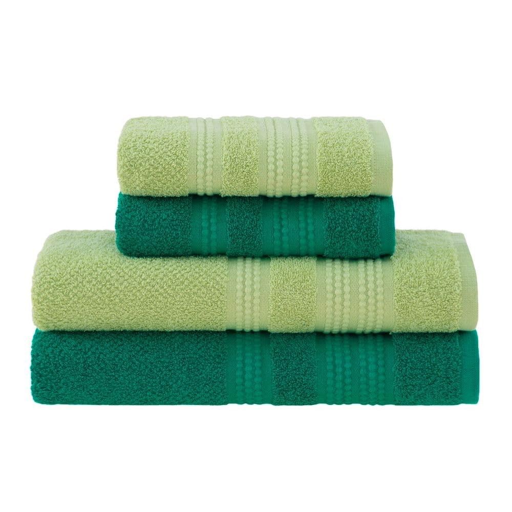 Jogo de Toalhas Buddemeyer Frape Dots Banho 4 Peças - Verde Claro e Verde | Maciez e Absorção Premium