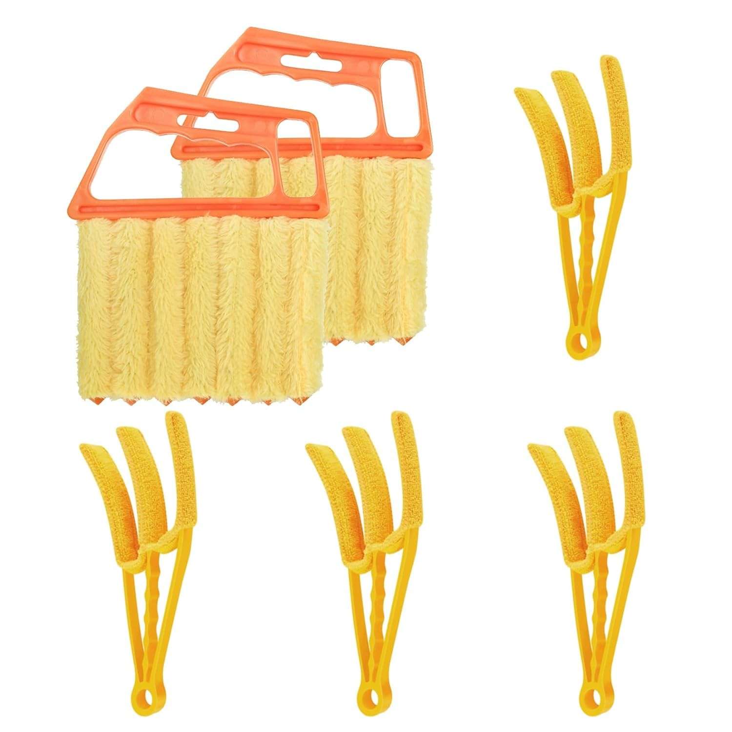 Kit 6 Peças Ferramentas de Limpeza para Persianas: Espanador 7 Dedos + Limpador de Ranhuras