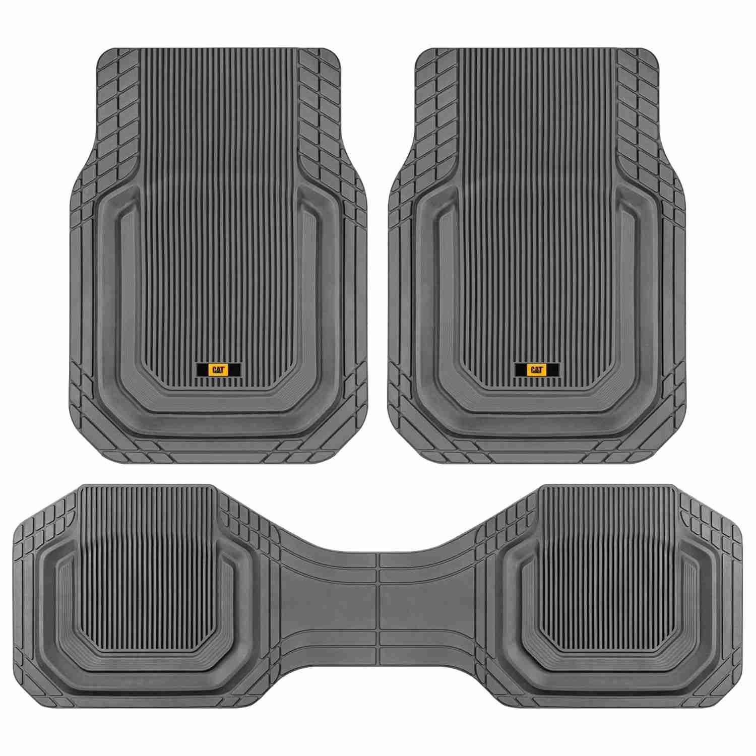 Tapetes de Borracha Cat TerrainGuard: Proteção Total 3 Peças para Carro, Caminhão, SUV e Van