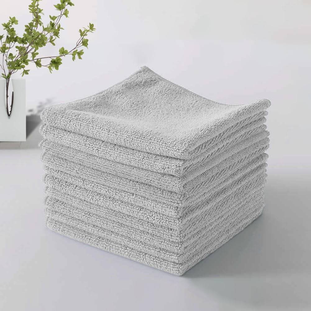 Toalhas de Microfibra com Listras - 10 Peças | Panos de Limpeza Superabsorventes para Cozinha, Banheiro e Vidros
