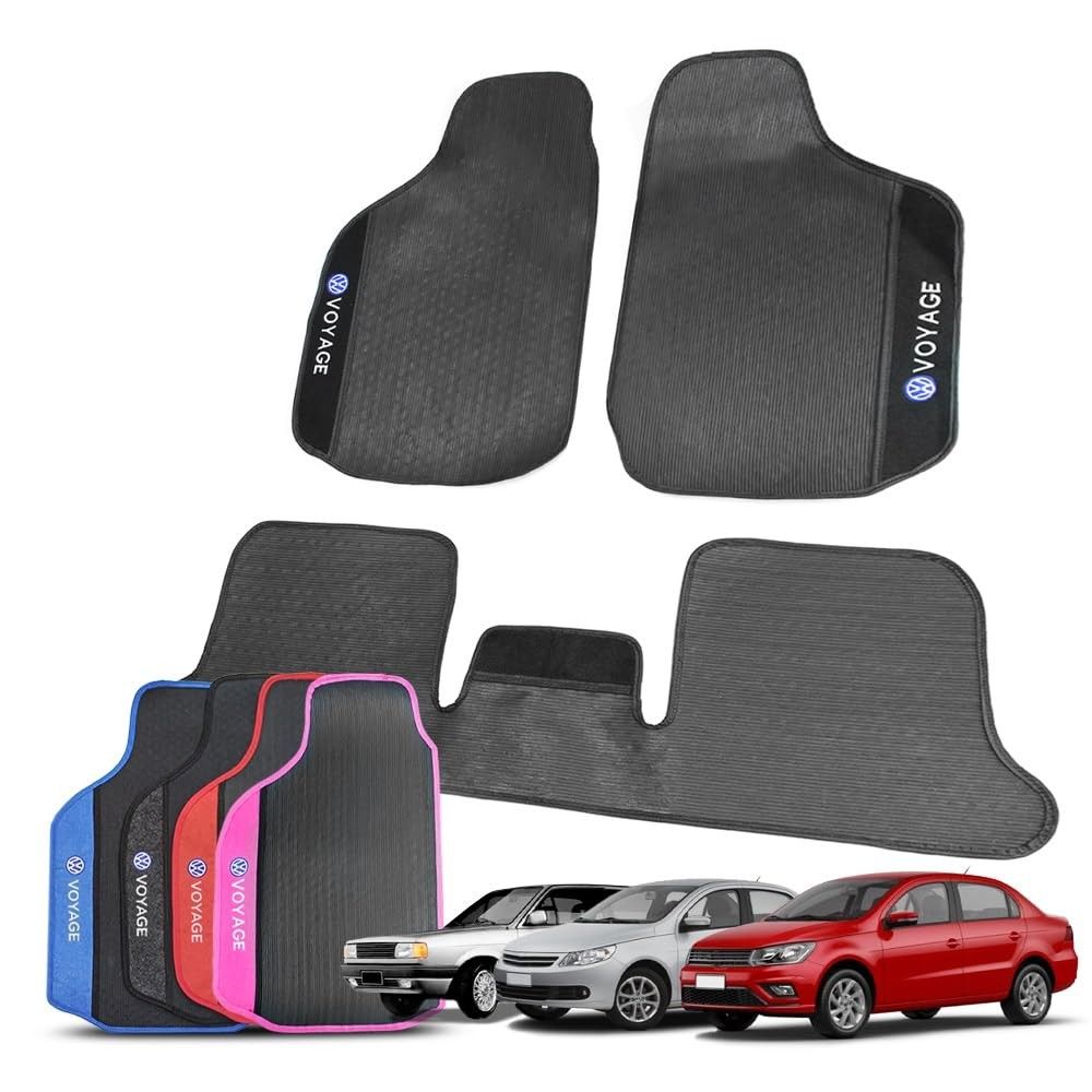 Tapete Automotivo Voyage G1 a G8 Rosa 3 Peças Borracha e Carpete Personalizado