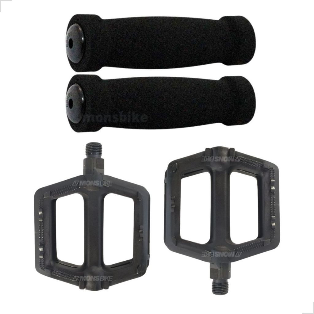 Pedal Plataforma Nylon + Manoplas Espuma para MTB: Conforto e Durabilidade