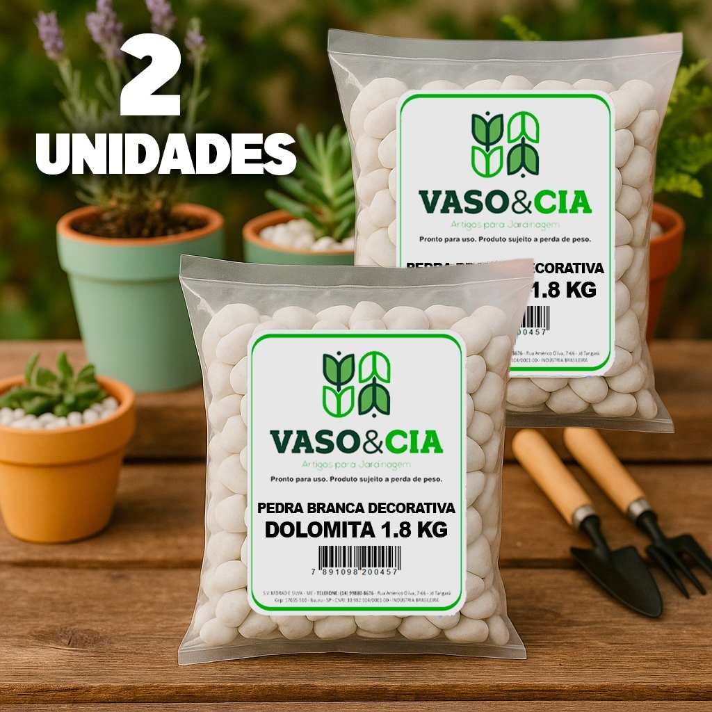 Pedra Dolomita Branca para Vasos e Jardins - Kit 2x 1,8 kg