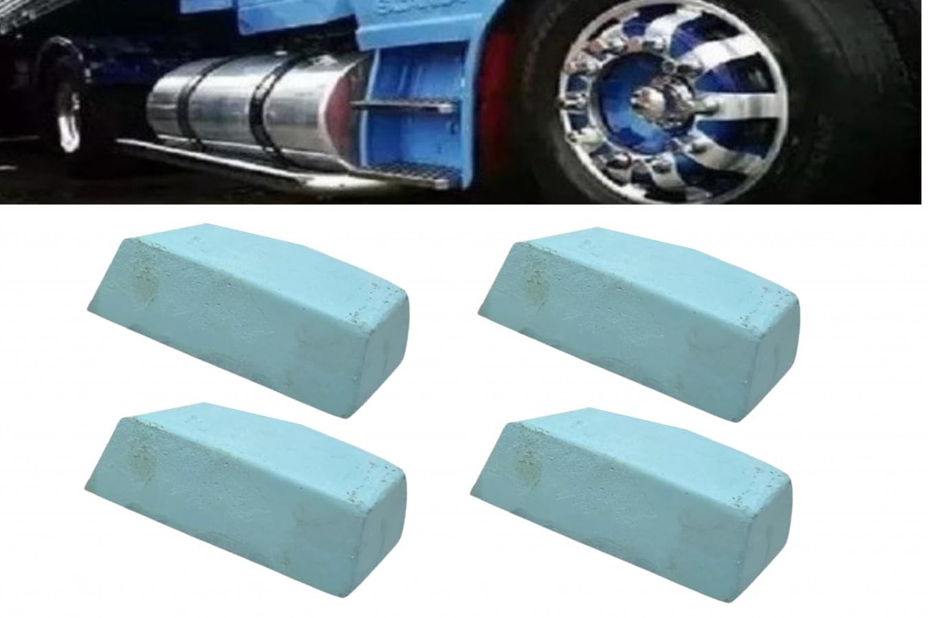 Kit 4 Pedras Azul para Polimento de Rodas de Caminhão e Tanque Cromado (650gr)