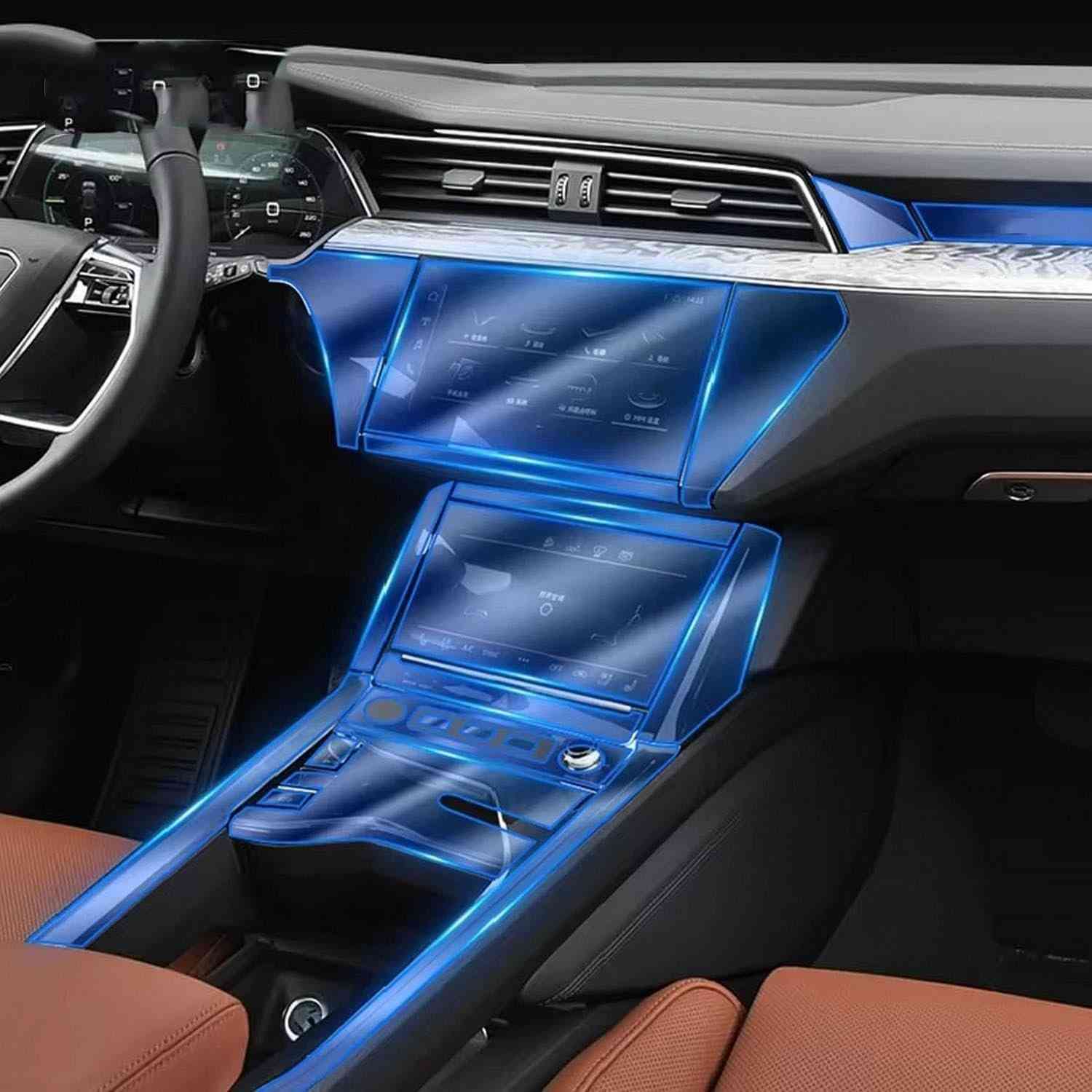 Película Protetora TPU para Painel Central Audi e-tron 45 55 2020-2023 - Fosco/Transparente Anti-arranhões