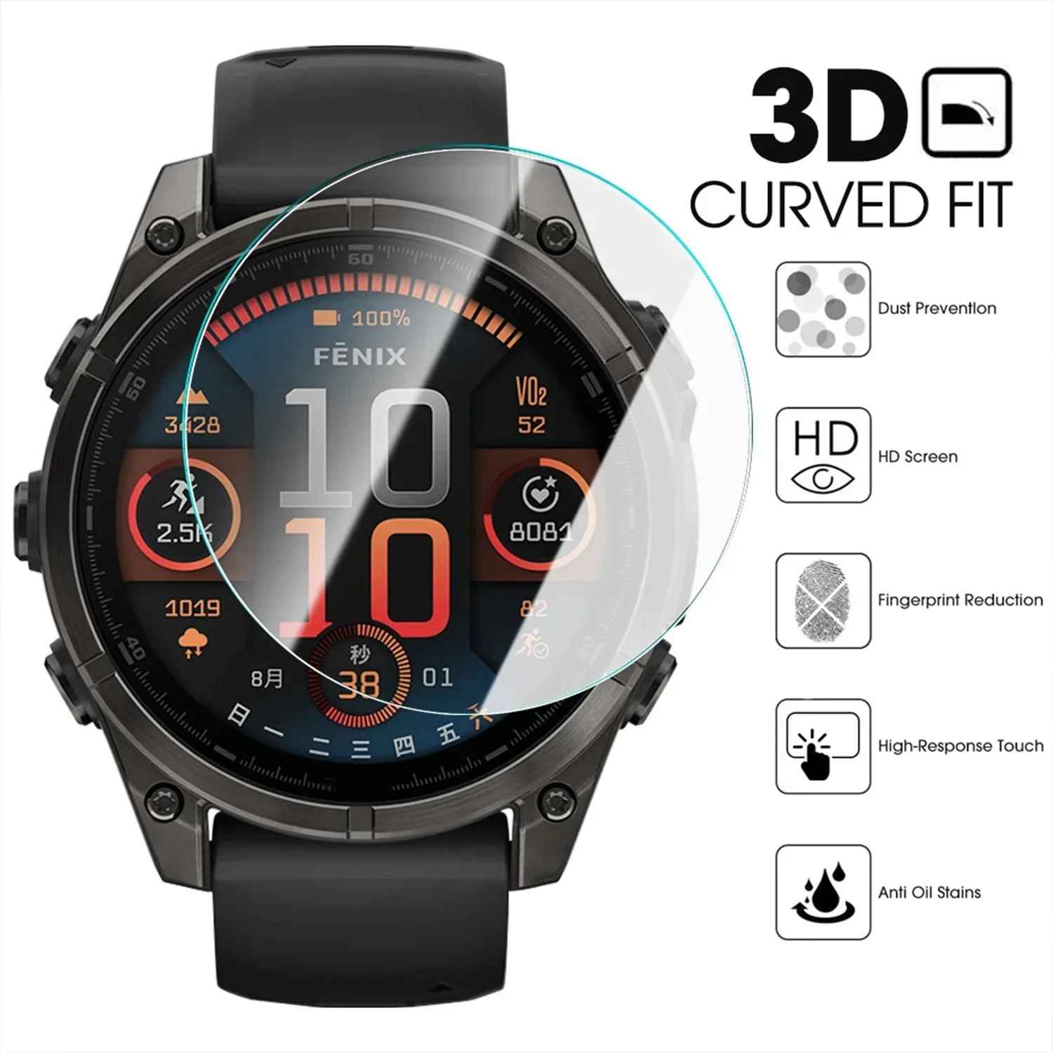 Película Garmin Fenix 8: Proteção 9H e Instalação Fácil