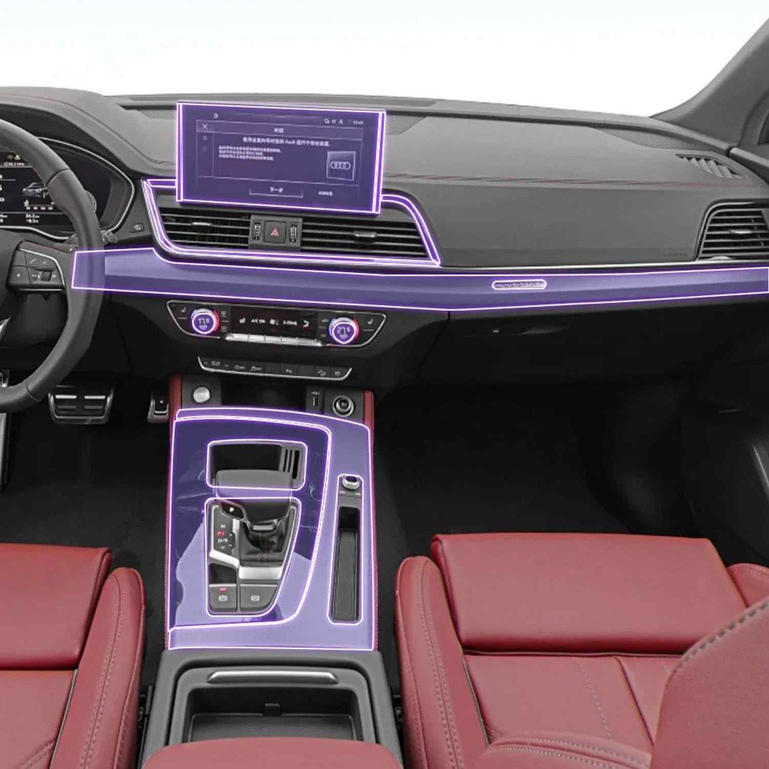 Película Protetora TPU Transparente para Console Central do Audi Q5 2021-2023 - Proteção Anti-Arranhões e Alta Durabilidade