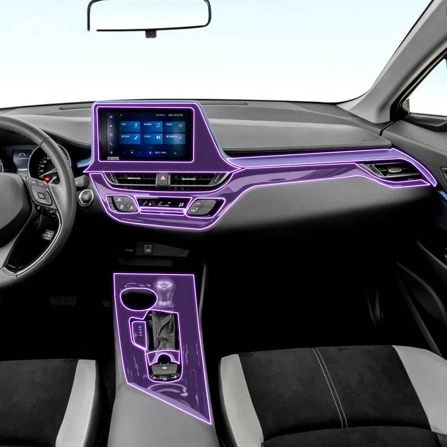 Película Protetora TPU Transparente para Console Central do Toyota CHR 2018-2023 - Proteção Anti-Arranhões com Design Personalizado