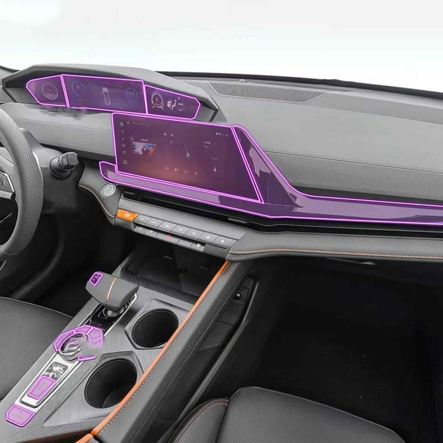 Proteção Premium para Changan UNI-V 2022-2023: Película TPU Transparente Antiarranhões para Painel e Console