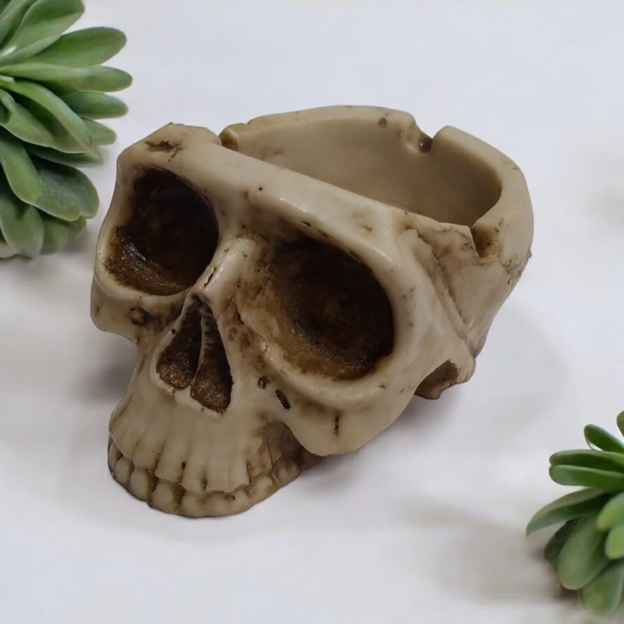 Cinzeiro de Resina Pequeno Cranio - Modelo Caveira Betume para Decoração e Funcionalidade