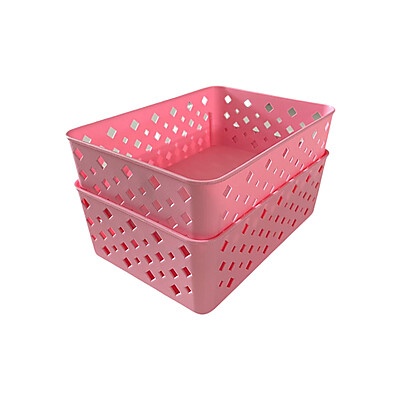 Kit 6 Cestos Rosa Empilháveis para Organização Perfeita