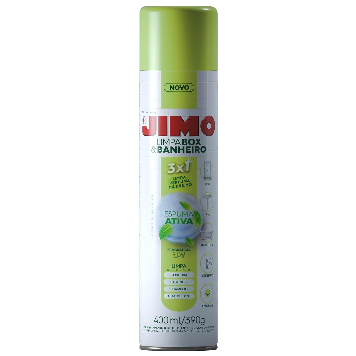 JIMO Limpa Box & Banheiro com Espuma Ativa - 400ml | Limpa, Perfuma e Dá Brilho