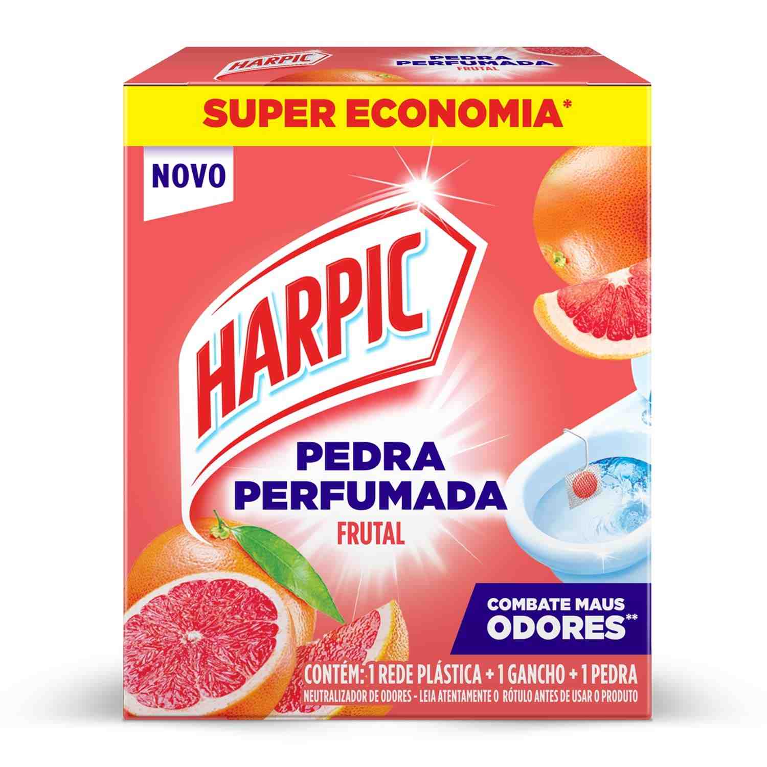 Harpic Pedra Perfumada Frutal - Limpeza e Fragrância Duradoura para Banheiro