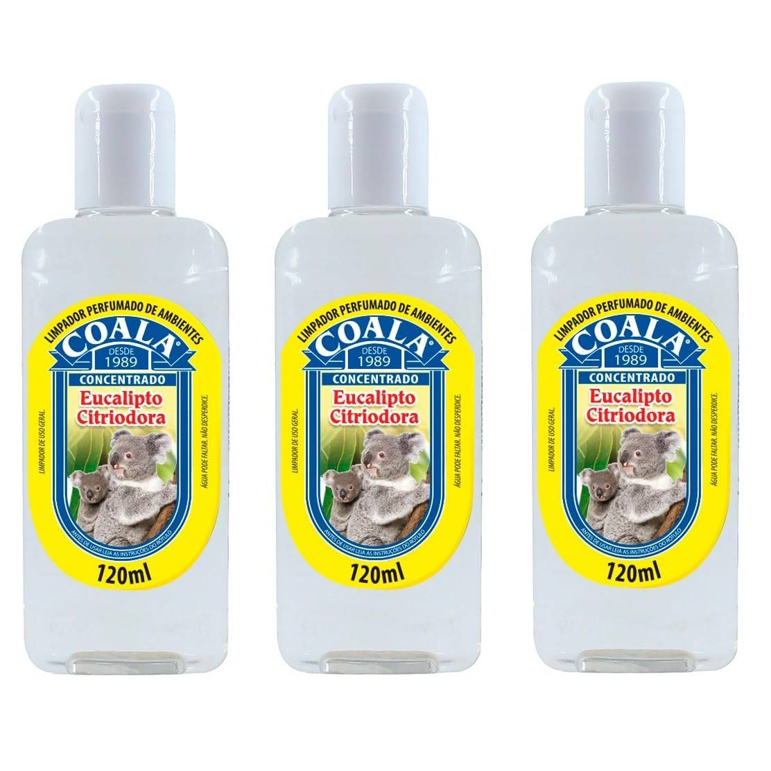 Kit 3 Limpador Perfumado de Ambiente 120ml Coala Citriodora - Fragrância Refrescante e Duradoura
