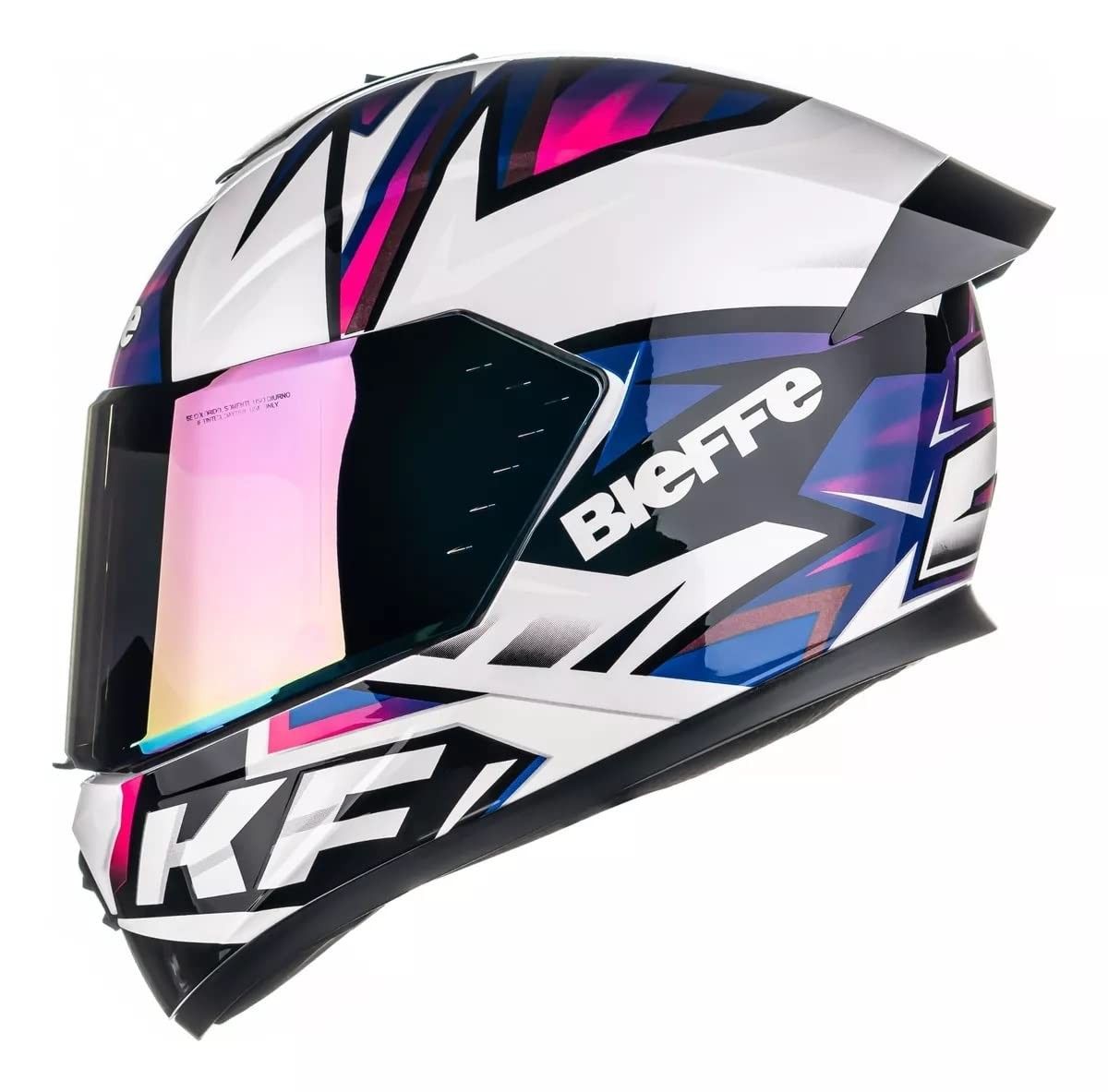 Capacete Bieffe B12 KF Branco Pérola Roxo Tam 58 + Viseira: Estilo e Segurança
