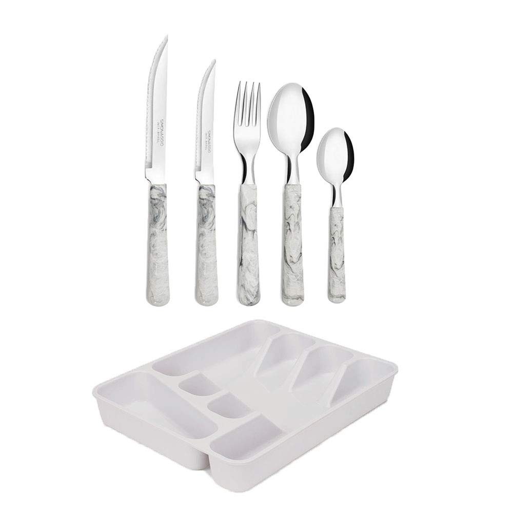 Faqueiro com Separador Elementos Madre Pérola 26 Peças - Organize sua Cozinha com Estilo
