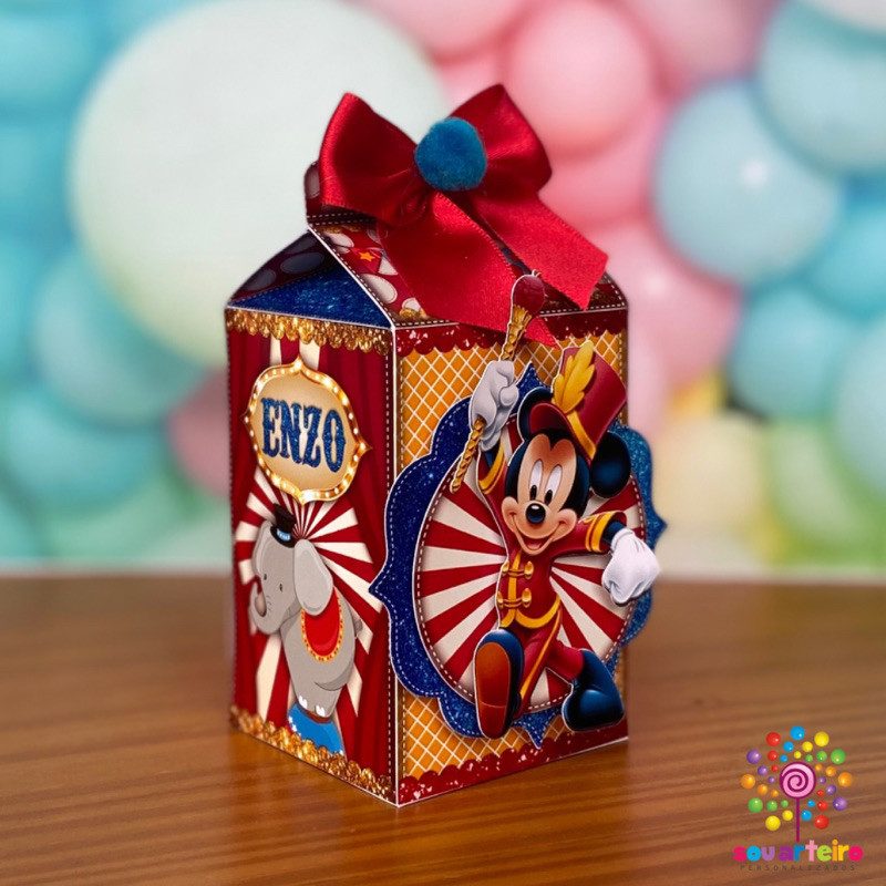 Caixa Milk Circo do Mickey 3D – 10 Unidades Personalizadas