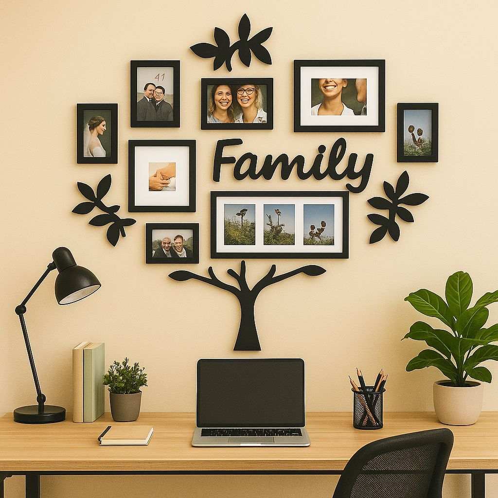 Quadro Árvore Decorativa com 10 Porta Retratos Personalizável