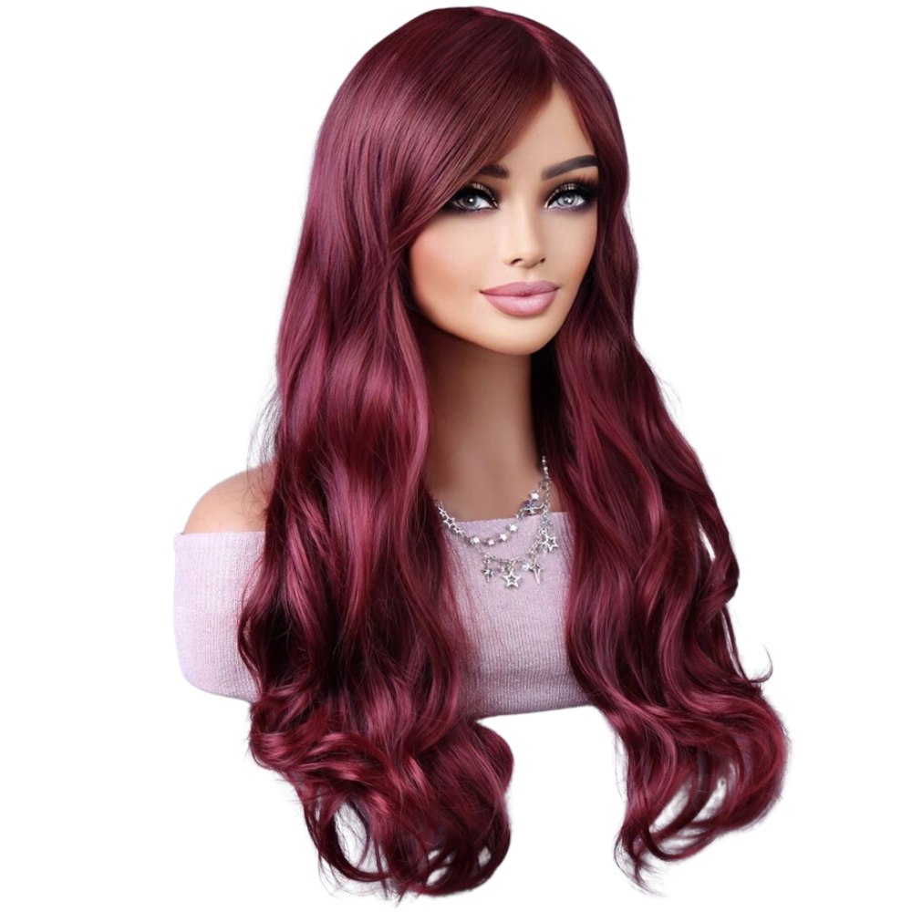 Peruca Franja Lace Wig Ondulada 70cm Bio Fibra Natural e Estilosa