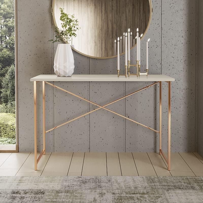 Aparador Industrial Steel 90cm com Pés em Aço Cobre/Off White - Design Moderno e Robusto